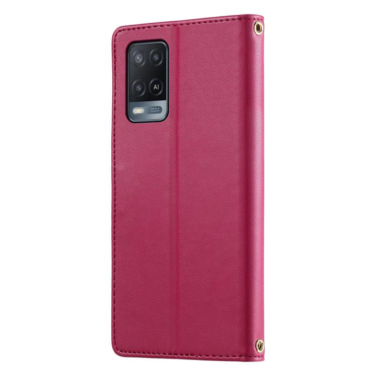 For OPPO A54 4G / A54s / A55 5G Cute Cats Magnetic Closure Vegan Leather Phone Case with Strap