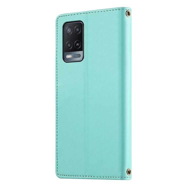 For OPPO A54 4G / A54s / A55 5G Cute Cats Magnetic Closure Vegan Leather Phone Case with Strap