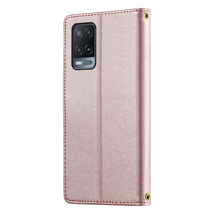 For OPPO A54 4G / A54s / A55 5G Cute Cats Magnetic Closure Vegan Leather Phone Case with Strap