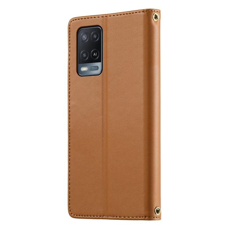 For OPPO A54 4G / A54s / A55 5G Cute Cats Magnetic Closure Vegan Leather Phone Case with Strap