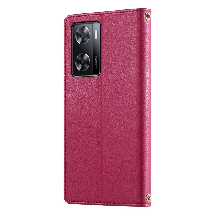 For OPPO A57 4G / A77 4G Cute Cats Magnetic Closure Vegan Leather Phone Case with Strap