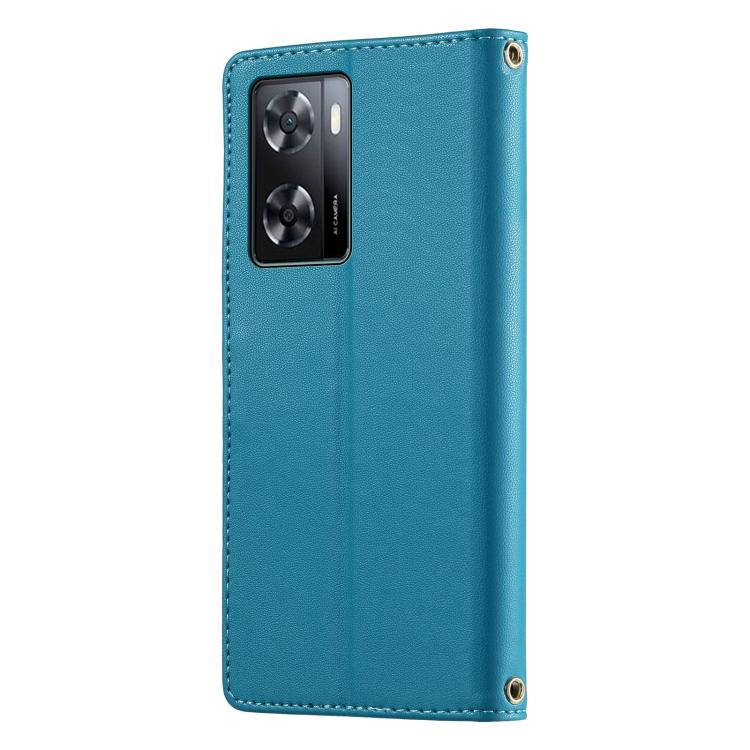 For OPPO A57 4G / A77 4G Cute Cats Magnetic Closure Vegan Leather Phone Case with Strap