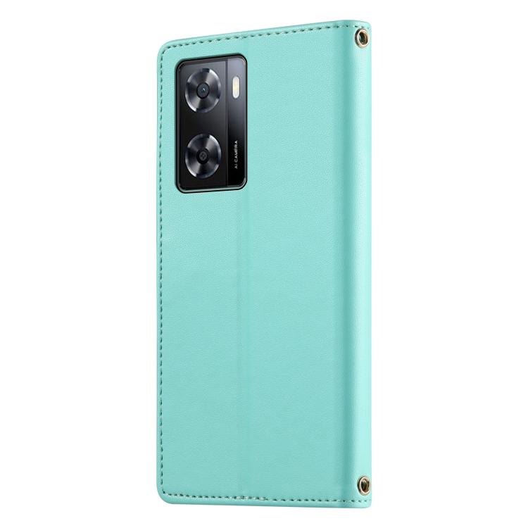 For OPPO A57 4G / A77 4G Cute Cats Magnetic Closure Vegan Leather Phone Case with Strap