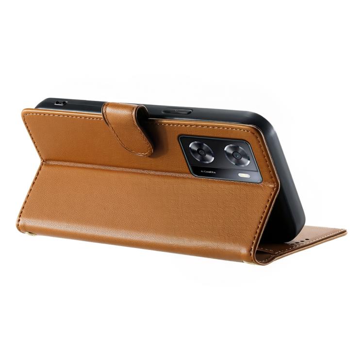 For OPPO A57 4G / A77 4G Cute Cats Magnetic Closure Vegan Leather Phone Case with Strap