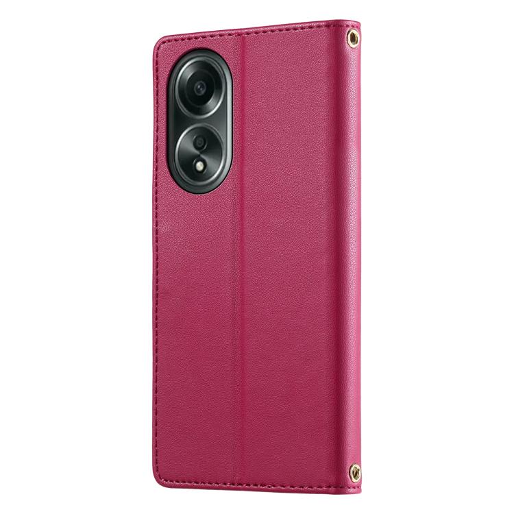For OPPO A58 4G Cute Cats Magnetic Closure Vegan Leather Phone Case with Strap