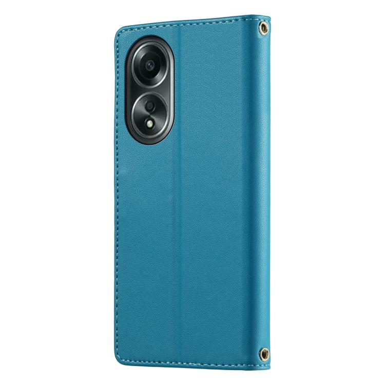 For OPPO A58 4G Cute Cats Magnetic Closure Vegan Leather Phone Case with Strap