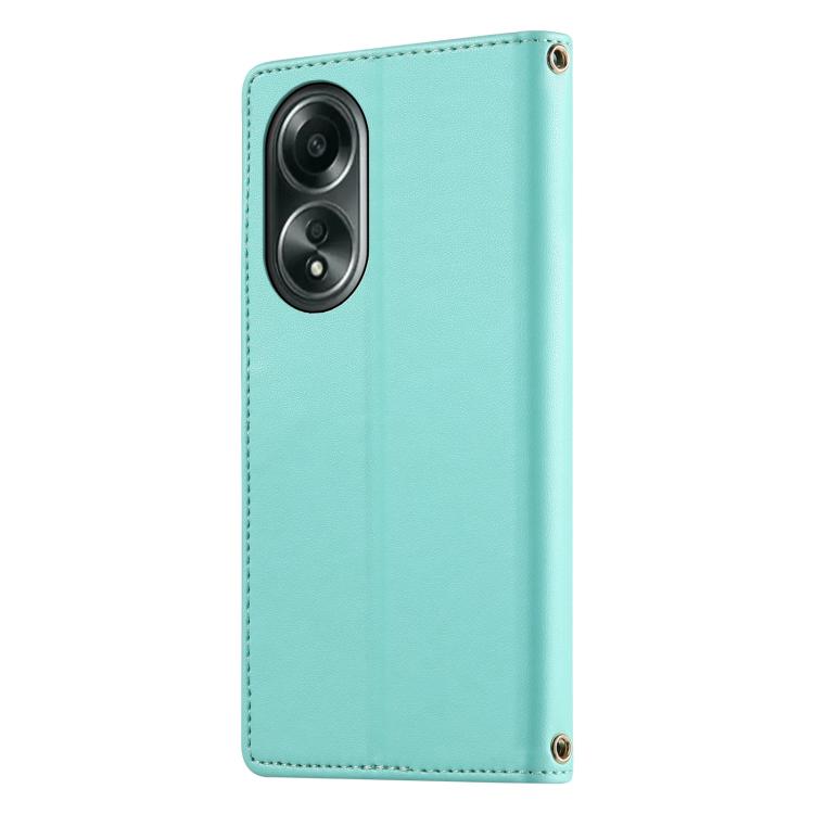 For OPPO A58 4G Cute Cats Magnetic Closure Vegan Leather Phone Case with Strap