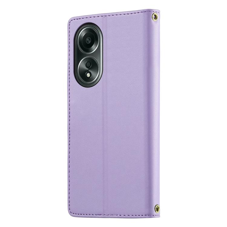 For OPPO A58 4G Cute Cats Magnetic Closure Vegan Leather Phone Case with Strap