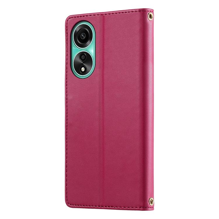 For OPPO A78 4G Cute Cats Magnetic Closure Vegan Leather Phone Case with Strap