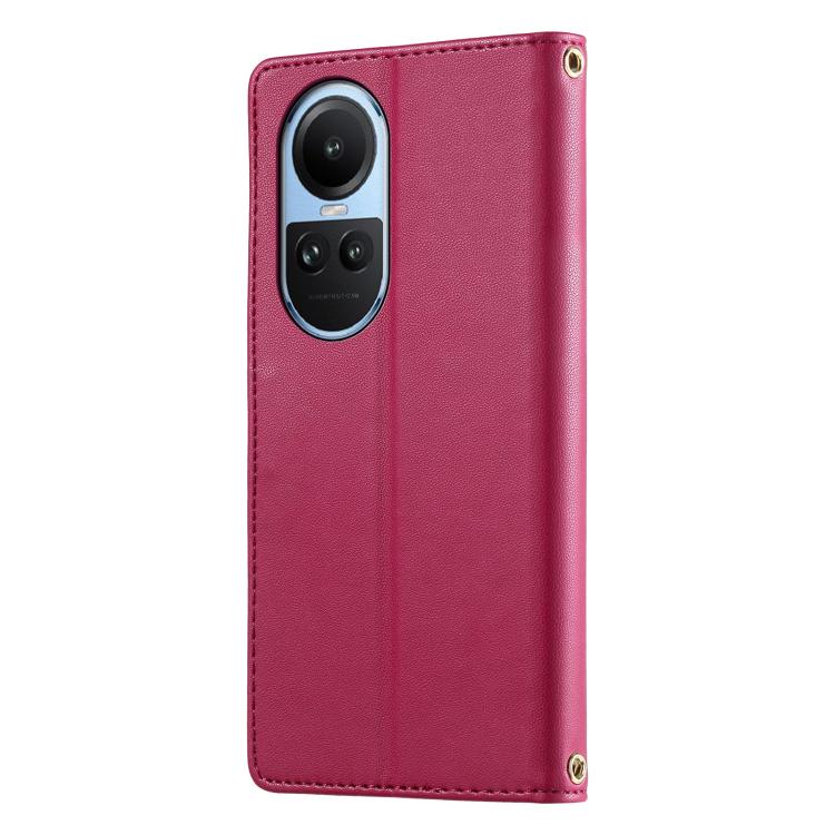 For OPPO Reno10 5G Global Cute Cats Magnetic Closure Vegan Leather Phone Case with Strap