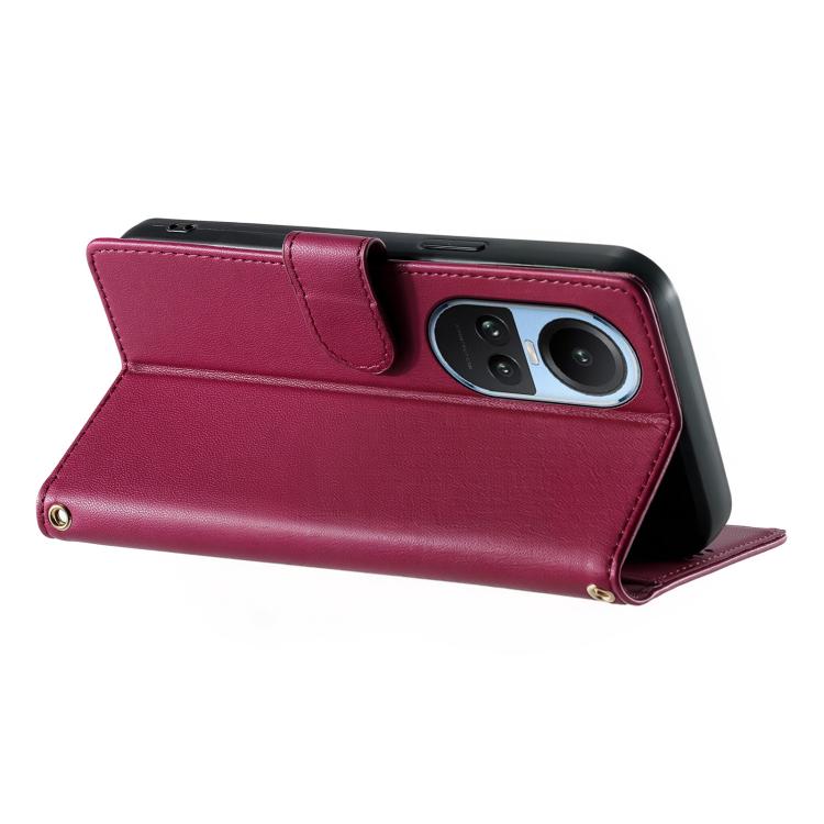 For OPPO Reno10 5G Global Cute Cats Magnetic Closure Vegan Leather Phone Case with Strap