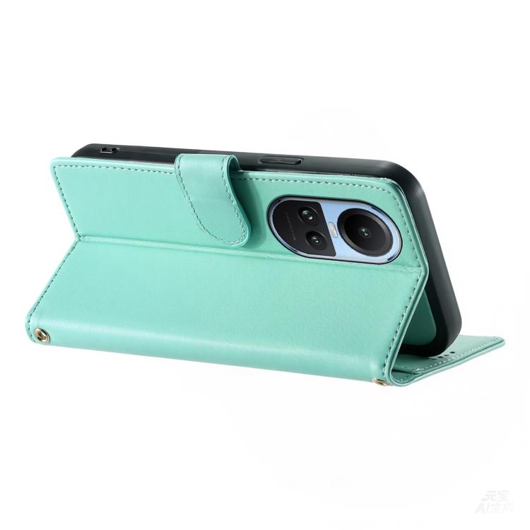 For OPPO Reno10 5G Global Cute Cats Magnetic Closure Vegan Leather Phone Case with Strap