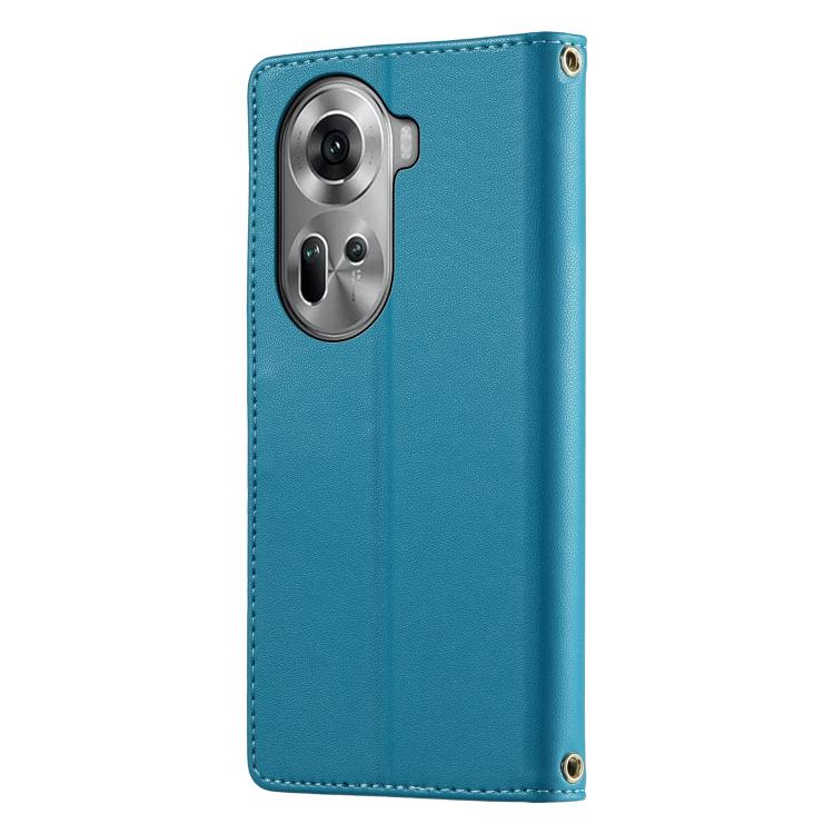 For OPPO Reno11 Global Cute Cats Magnetic Closure Vegan Leather Phone Case with Strap