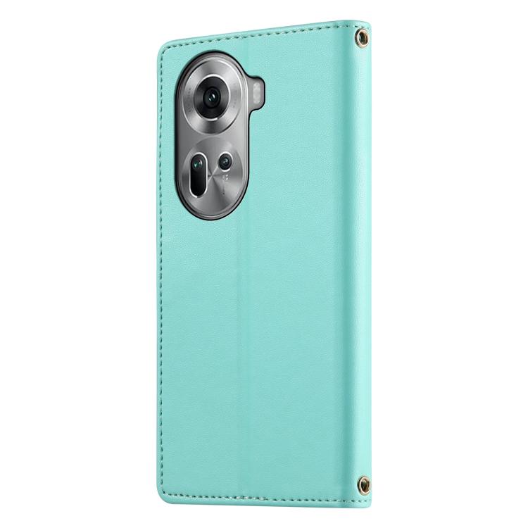For OPPO Reno11 Global Cute Cats Magnetic Closure Vegan Leather Phone Case with Strap
