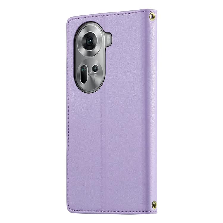 For OPPO Reno11 Global Cute Cats Magnetic Closure Vegan Leather Phone Case with Strap