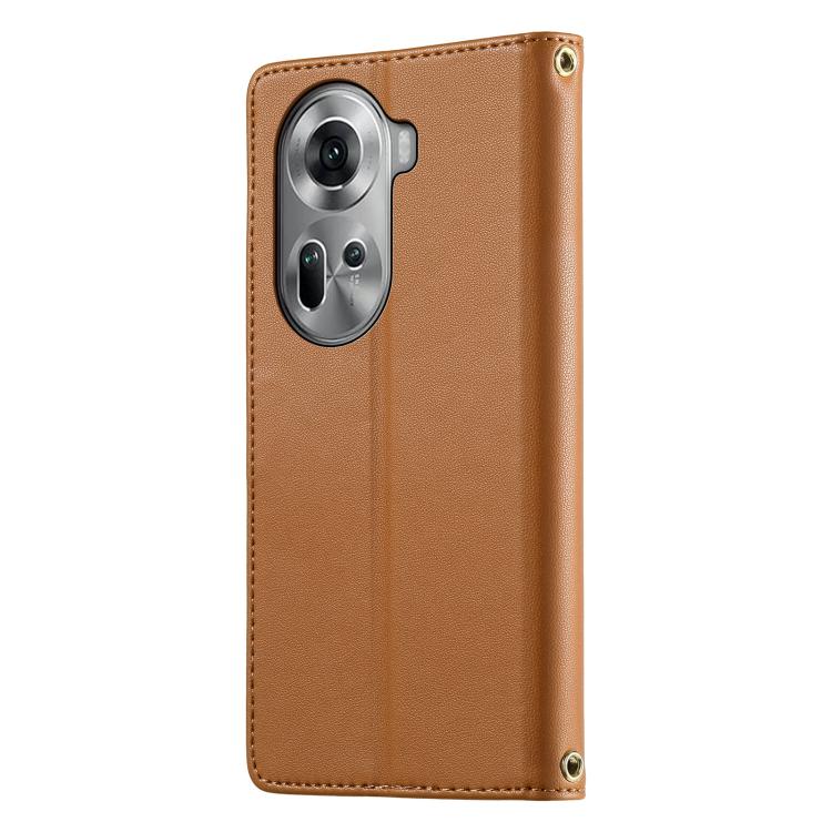 For OPPO Reno11 Global Cute Cats Magnetic Closure Vegan Leather Phone Case with Strap