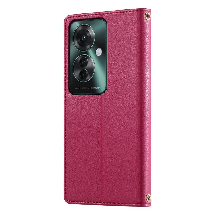 For OPPO Reno11 F Cute Cats Magnetic Closure Vegan Leather Phone Case with Strap