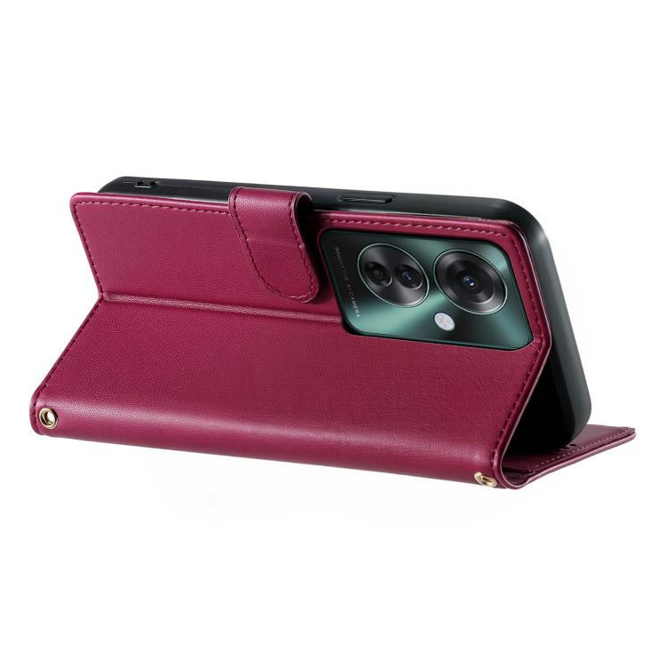 For OPPO Reno11 F Cute Cats Magnetic Closure Vegan Leather Phone Case with Strap
