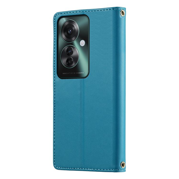 For OPPO Reno11 F Cute Cats Magnetic Closure Vegan Leather Phone Case with Strap