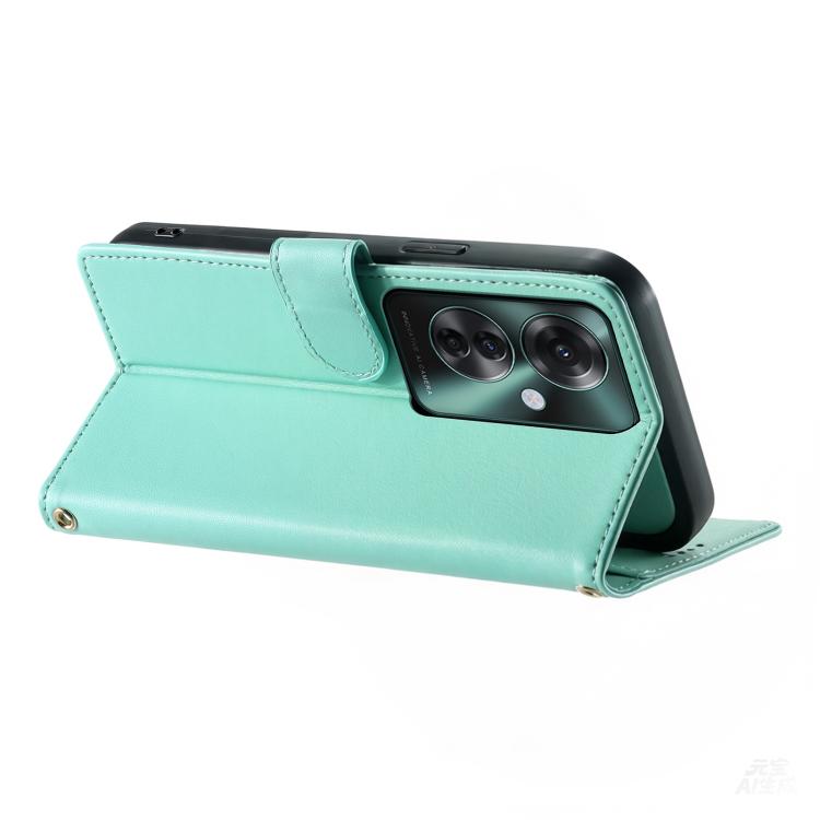 For OPPO Reno11 F Cute Cats Magnetic Closure Vegan Leather Phone Case with Strap