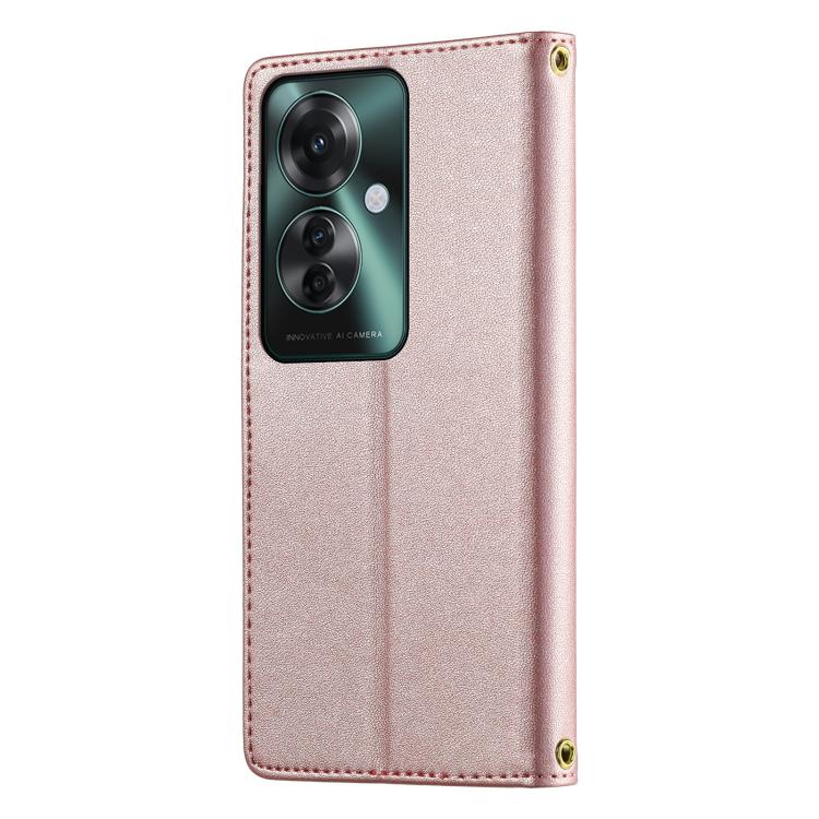 For OPPO Reno11 F Cute Cats Magnetic Closure Vegan Leather Phone Case with Strap