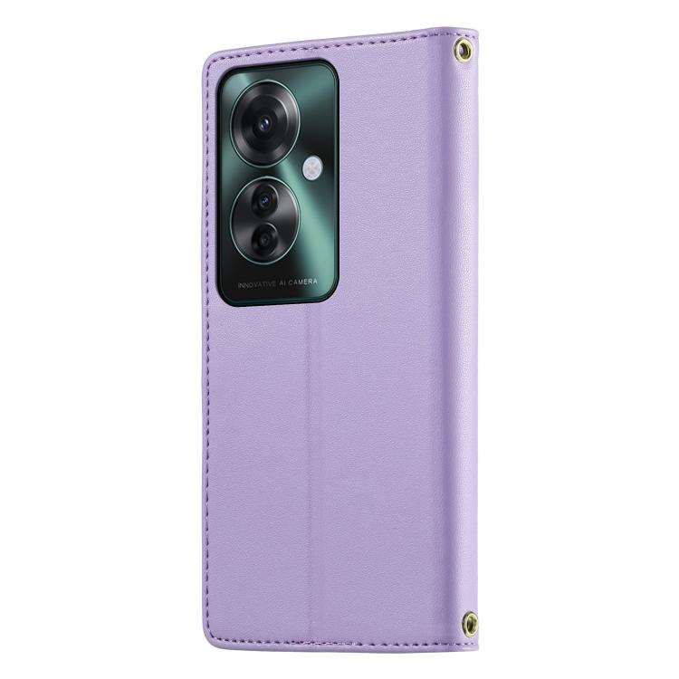 For OPPO Reno11 F Cute Cats Magnetic Closure Vegan Leather Phone Case with Strap