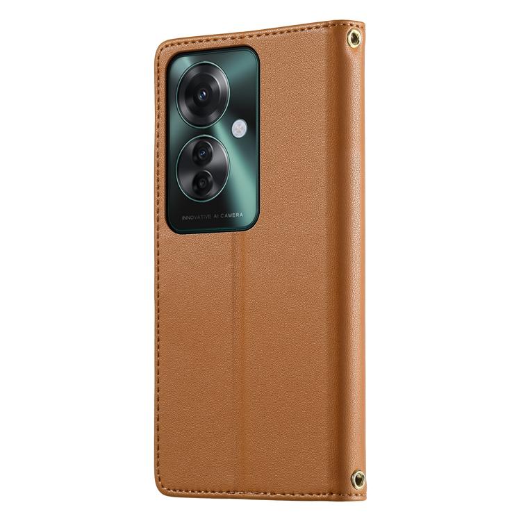 For OPPO Reno11 F Cute Cats Magnetic Closure Vegan Leather Phone Case with Strap
