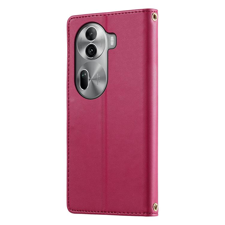 For OPPO Reno11 Pro Global Cute Cats Magnetic Closure Vegan Leather Phone Case with Strap