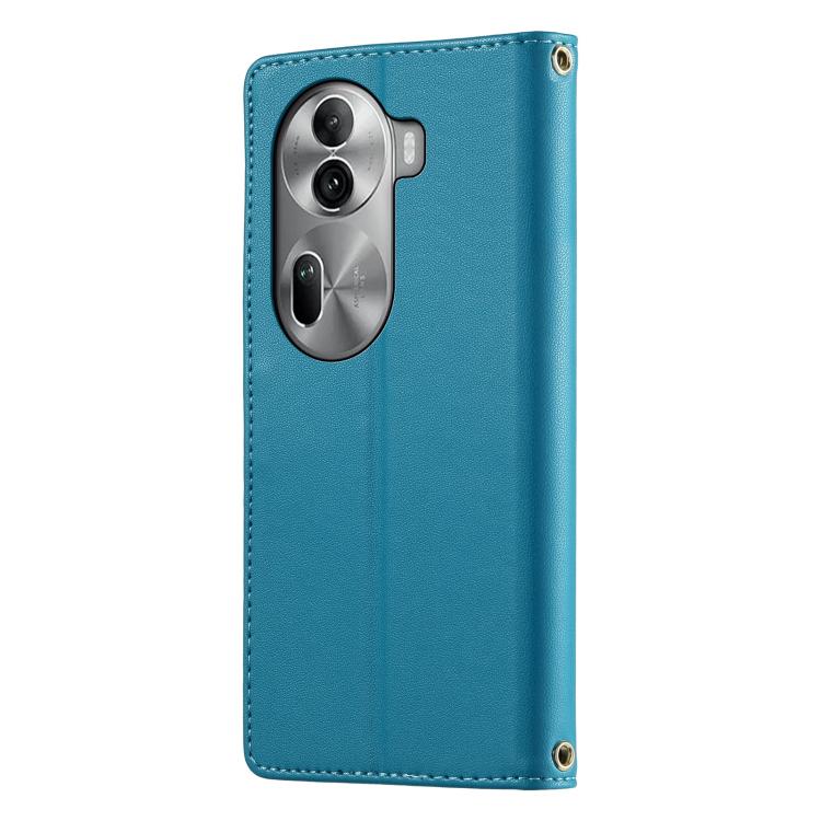 For OPPO Reno11 Pro Global Cute Cats Magnetic Closure Vegan Leather Phone Case with Strap