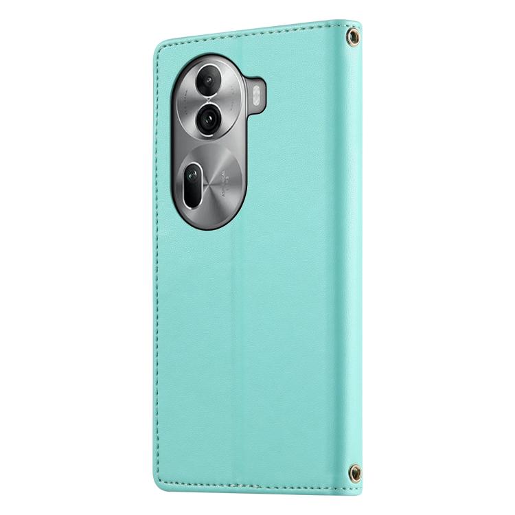 For OPPO Reno11 Pro Global Cute Cats Magnetic Closure Vegan Leather Phone Case with Strap