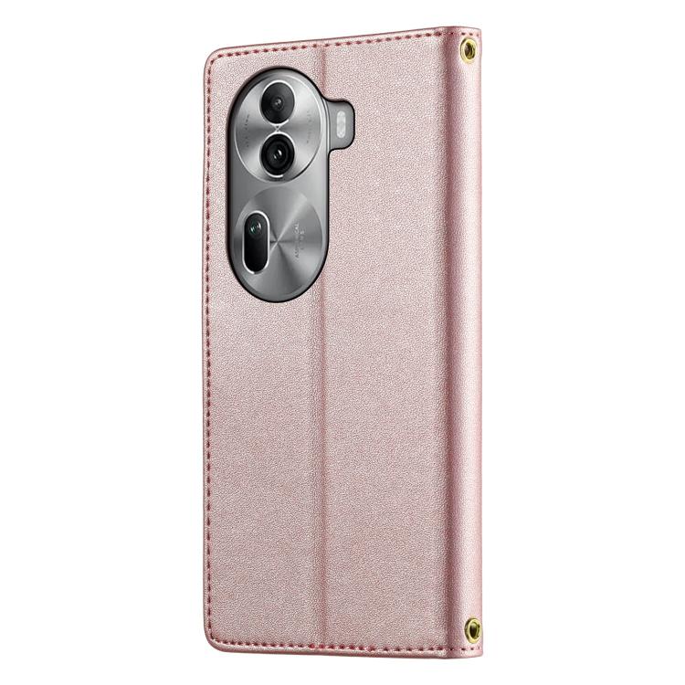 For OPPO Reno11 Pro Global Cute Cats Magnetic Closure Vegan Leather Phone Case with Strap