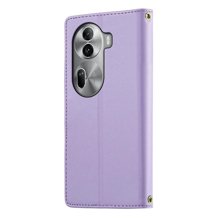 For OPPO Reno11 Pro Global Cute Cats Magnetic Closure Vegan Leather Phone Case with Strap