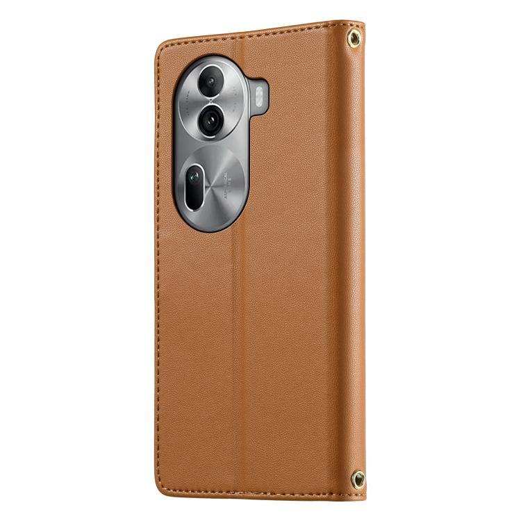 For OPPO Reno11 Pro Global Cute Cats Magnetic Closure Vegan Leather Phone Case with Strap