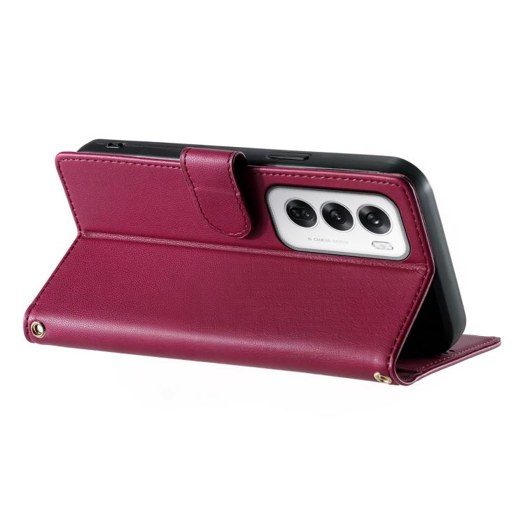 For OPPO Reno12 Global Cute Cats Magnetic Closure Vegan Leather Phone Case with Strap