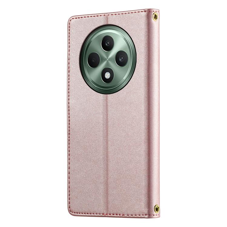 For OPPO Reno12 F 4G Cute Cats Magnetic Closure Vegan Leather Phone Case with Strap
