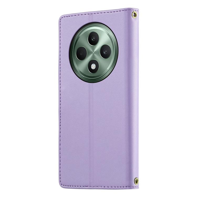 For OPPO Reno12 F 4G Cute Cats Magnetic Closure Vegan Leather Phone Case with Strap