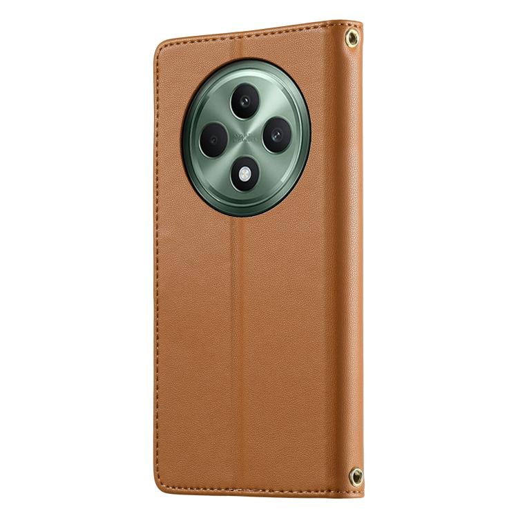 For OPPO Reno12 F 4G Cute Cats Magnetic Closure Vegan Leather Phone Case with Strap