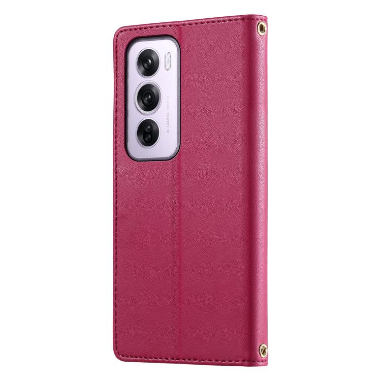 For OPPO Reno12 Pro Global Cute Cats Magnetic Closure Vegan Leather Phone Case with Strap