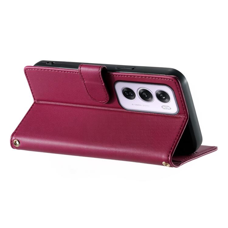 For OPPO Reno12 Pro Global Cute Cats Magnetic Closure Vegan Leather Phone Case with Strap