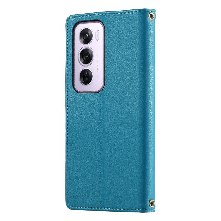 For OPPO Reno12 Pro Global Cute Cats Magnetic Closure Vegan Leather Phone Case with Strap