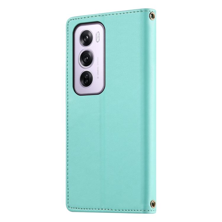 For OPPO Reno12 Pro Global Cute Cats Magnetic Closure Vegan Leather Phone Case with Strap