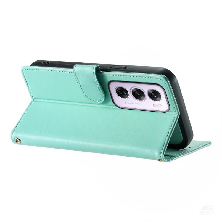For OPPO Reno12 Pro Global Cute Cats Magnetic Closure Vegan Leather Phone Case with Strap