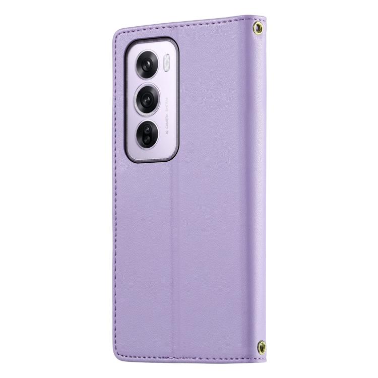 For OPPO Reno12 Pro Global Cute Cats Magnetic Closure Vegan Leather Phone Case with Strap
