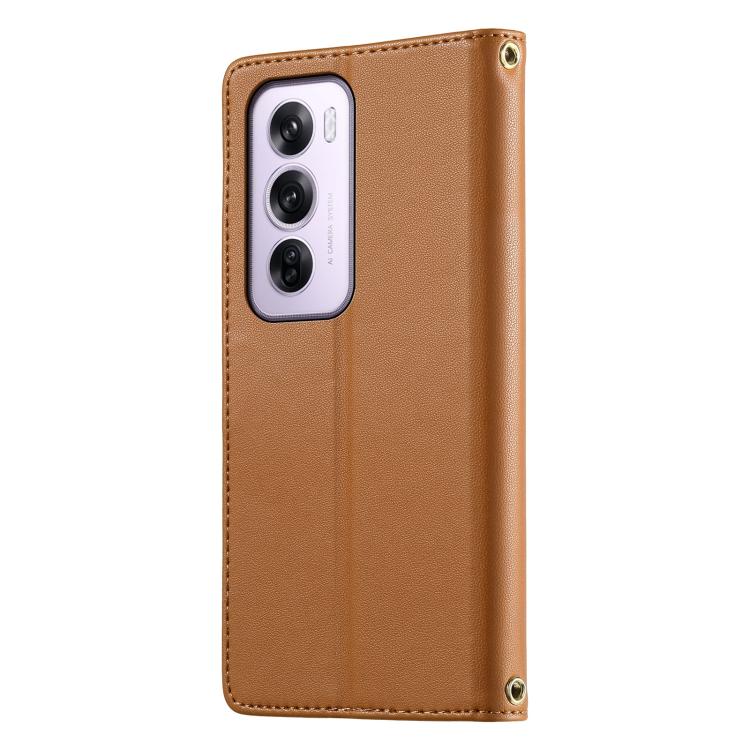 For OPPO Reno12 Pro Global Cute Cats Magnetic Closure Vegan Leather Phone Case with Strap