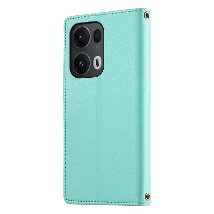 For OPPO Reno13 Pro Global Cute Cats Magnetic Closure Vegan Leather Phone Case with Strap