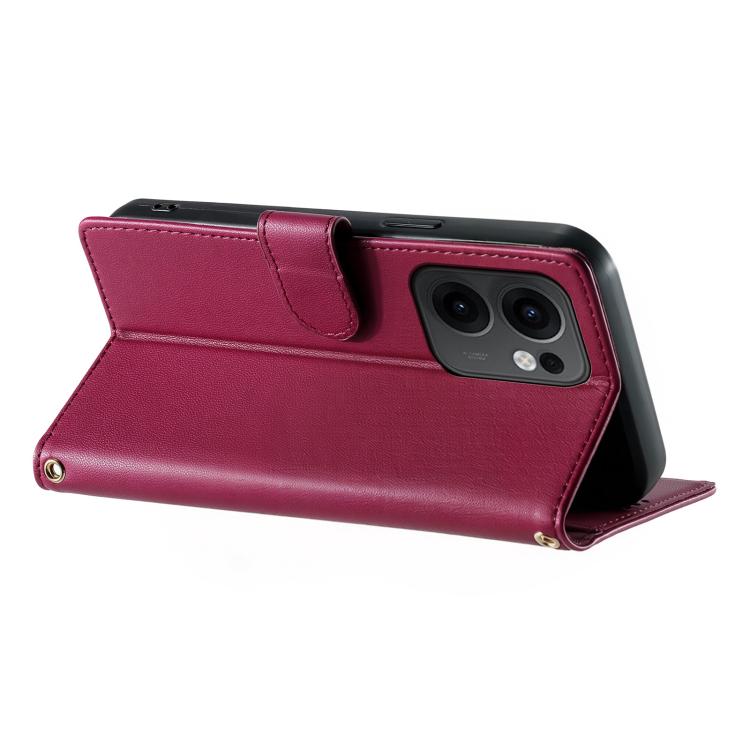 For OPPO Reno13 F 4G Cute Cats Magnetic Closure Vegan Leather Phone Case with Strap