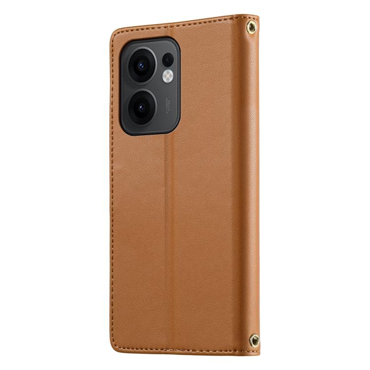For OPPO Reno13 F 4G Cute Cats Magnetic Closure Vegan Leather Phone Case with Strap