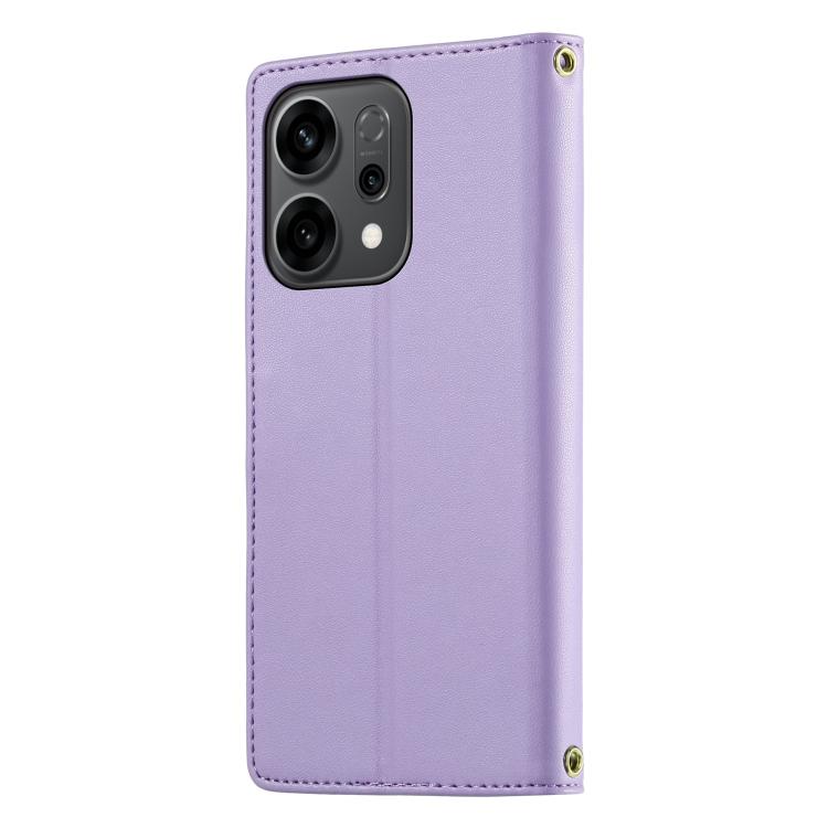 For OPPO Reno14 5G Global Cute Cats Magnetic Closure Vegan Leather Phone Case with Strap