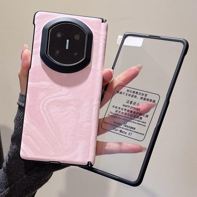 For Huawei Mate X7 Integrated Matte Skin Feel Black Frame Silk Flow Texture Pattern Phone Case