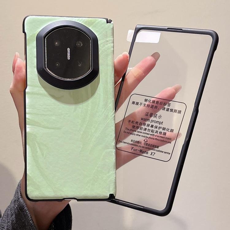 For Huawei Mate X7 Integrated Matte Skin Feel Black Frame Silk Flow Texture Pattern Phone Case